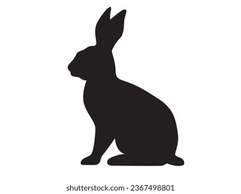 Silhouette of a rabbit, side view. Vector illustration isolated on white background