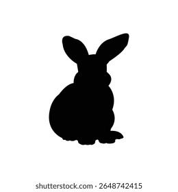 Silhouette d'un lapin assis debout, avec de longues oreilles pointant vers le haut et son corps dans une position détendue, idéale pour des conceptions calmes et naturelles.