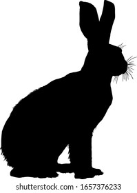 Silhouette of a rabbit squatting for a rest. Vector illustration.