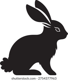 Silhouette of a rabbit standing on hind legs in a relaxed pose Vector, illustration