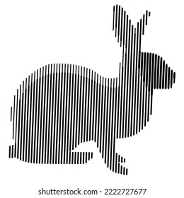 Silhouette of a rabbit from straight lines. Vector illustration. Symbol of 2023.