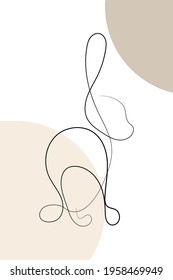 The silhouette of a rabbit in the style of one line on an abstract background. Simple vector illustration. Greeting card, banner, design element