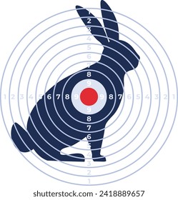 Silhouette of rabbit with target rings and bullseye. Goal setting and achievement concept. Success and precision vector illustration.