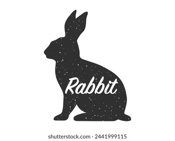 Silhouette of a rabbit with a text, side view. Vector illustration isolated on white background
