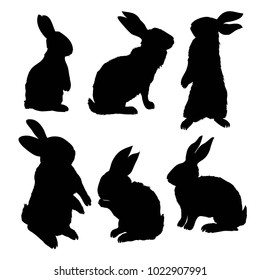 Silhouette Rabbit, Vector Illustration