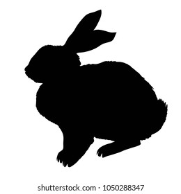 Silhouette rabbit, vector illustration