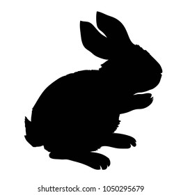Silhouette rabbit, vector illustration