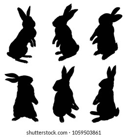 Silhouette rabbit, vector illustration