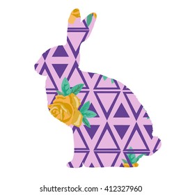 silhouette rabbit - vector illustration