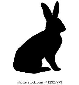 silhouette rabbit - vector illustration