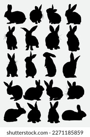 Silhouette Rabbit Vector Illustration Collection, A collection of high-quality vector illustrations featuring silhouettes of rabbits in various poses and styles