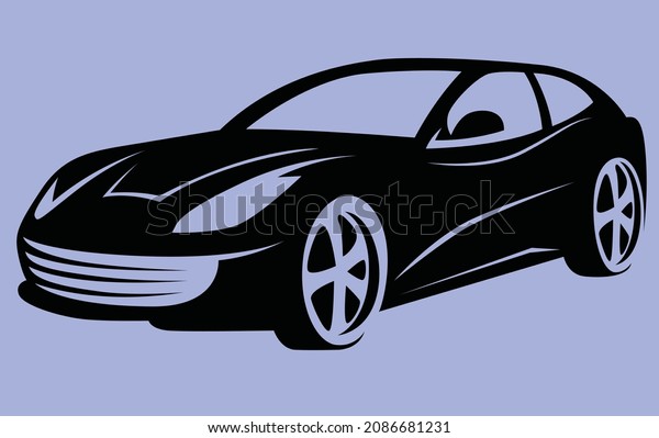 Silhouette of racing car\
for sports design.