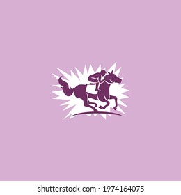 Silhouette of racing horse with jockey. Logo. Design icons. 
Equestrian sport. Jockey riding jumping horse. Poster. Sport. 
Vector Illustration