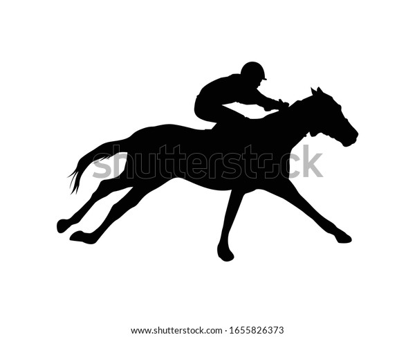 Silhouette Racing Horse Jockey On White Stock Vector (Royalty Free ...