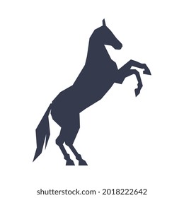 Silhouette of Racing Horse Standing on its Hind Legs, Derby, Equestrian Sport Vector Illustration