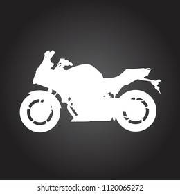 Silhouette of racing motorcycle - sport motorbike outline, side view