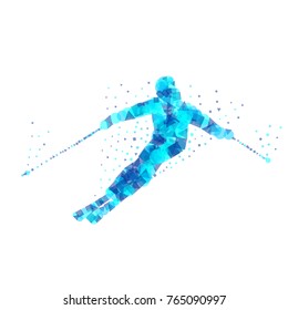 Silhouette of a racing mountain skier. Vector illustration.