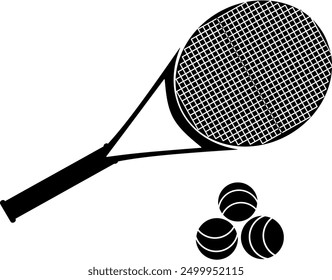 silhouette of a racket and three floor tennis balls