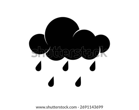 Silhouette rain cloud with raindrops, weather icon