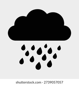 Silhouette of raining cloud icon black and white Vector illustration