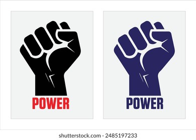 A silhouette of a raised fist symbolizing strength and unity with the text Youth Power in bold modern typography underneath on a white background