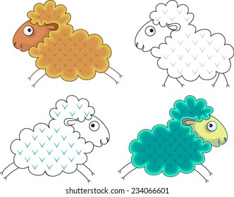 Silhouette of a ram gold and emerald.