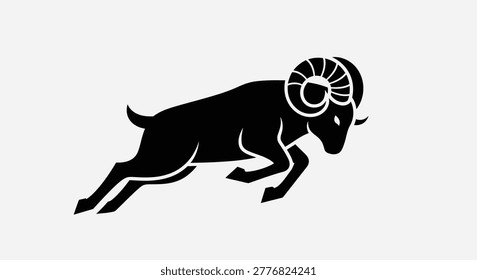 Silhouette of a ram running fast