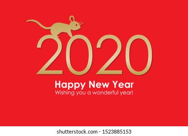 Silhouette of rat & 2020 with red background
