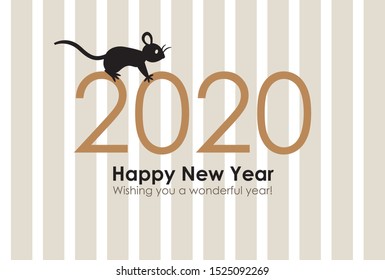 silhouette of rat & 2020 with stripe background