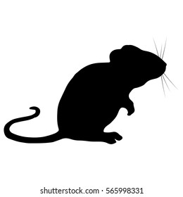 Silhouette of a rat. Black and white vector illustration of mouse