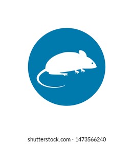 The silhouette of a rat or mouse is sitting with a tail, paws and ears on a white background