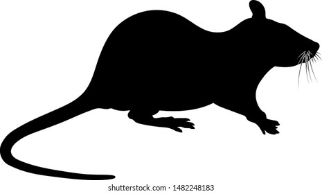 A silhouette of a rat standing on all four legs