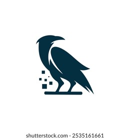 Silhouette of raven animal logo