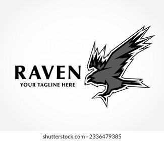 Silhouette raven Vogel künstlerische Flugkunst Logo-Design Vorlage Illustration Inspiration