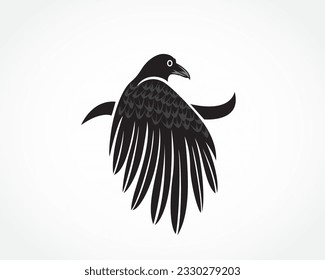 silhouette raven bird big wings logo symbol design template illustration inspiration