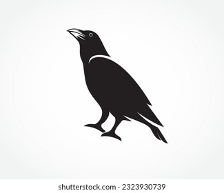 silhouette raven bird stand logo symbol design template illustration inspiration