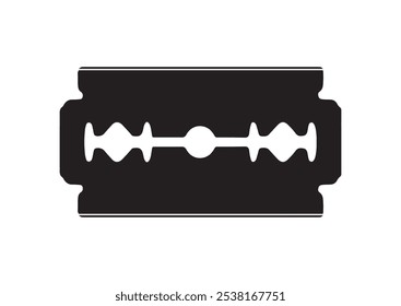 Silhouette of razor blade vector flat design. Black and white razor blade