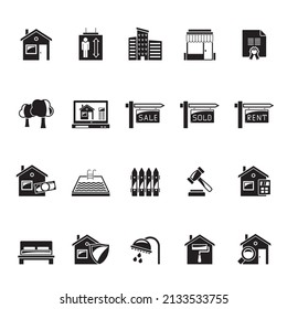 Silhouette Real Estate and building icons - Vector icon set