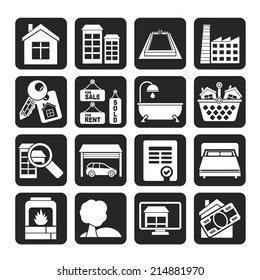 Silhouette Real Estate objects and Icons - Vector Icon Set