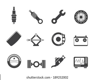 Silhouette Realistic Car Parts and Services icons - Vector Icon Set 1