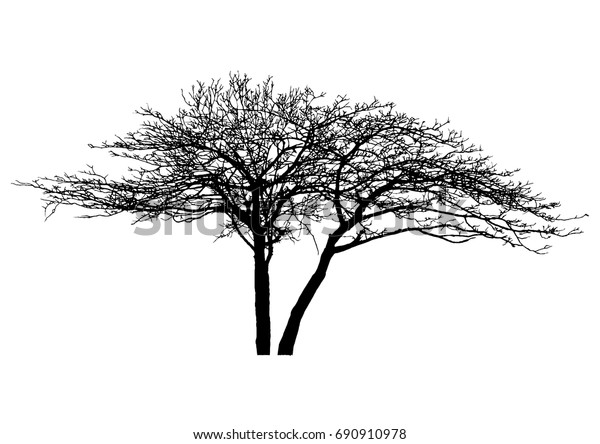 Silhouette Realistic Dead Tree Halloween Decoration Stock Vector