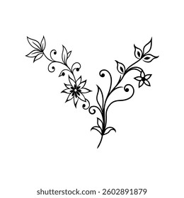 silhouette a realistic floral corner ornaments design