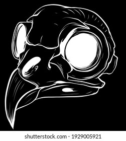silhouette Realistic red bird skull. vector Illustration for designer on a white background.