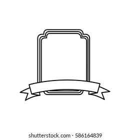 silhouette rectangle rounded decorative heraldic frame design vector illustration