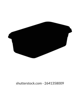 Silhouette of a rectangular to-go food container, ideal for takeout or storage.