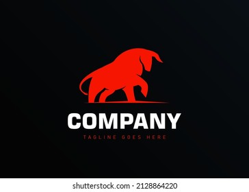 Silhouette de Red Bull preparándose para el culo. Plantilla de diseño de logotipo moderno de época