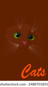Silhouette of a red cat.Vector illustration with a silhouette of a red cat and text.