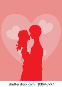 Silhouette Red Embrace Close