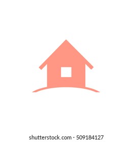 The silhouette of the red house on white background, vector