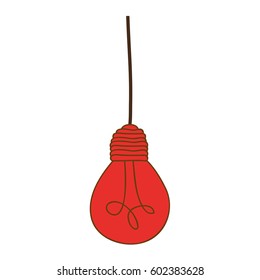 silhouette of red light bulb pendant vector illustration